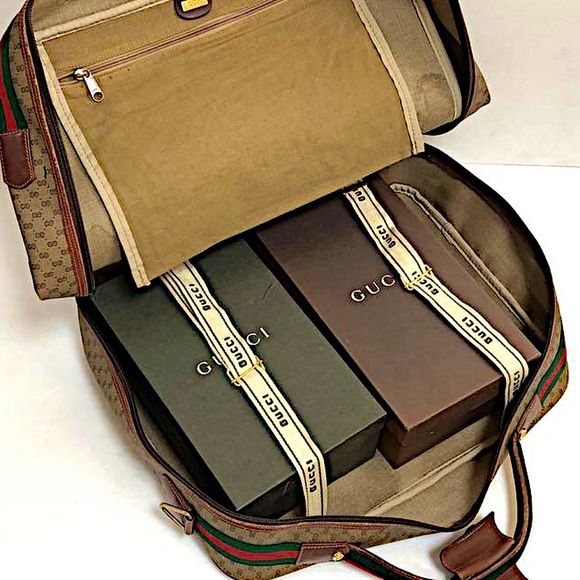 Authentic Vintage Gucci Rare Micro GG Web Luggage with Web Strap - Picture 11 of 15